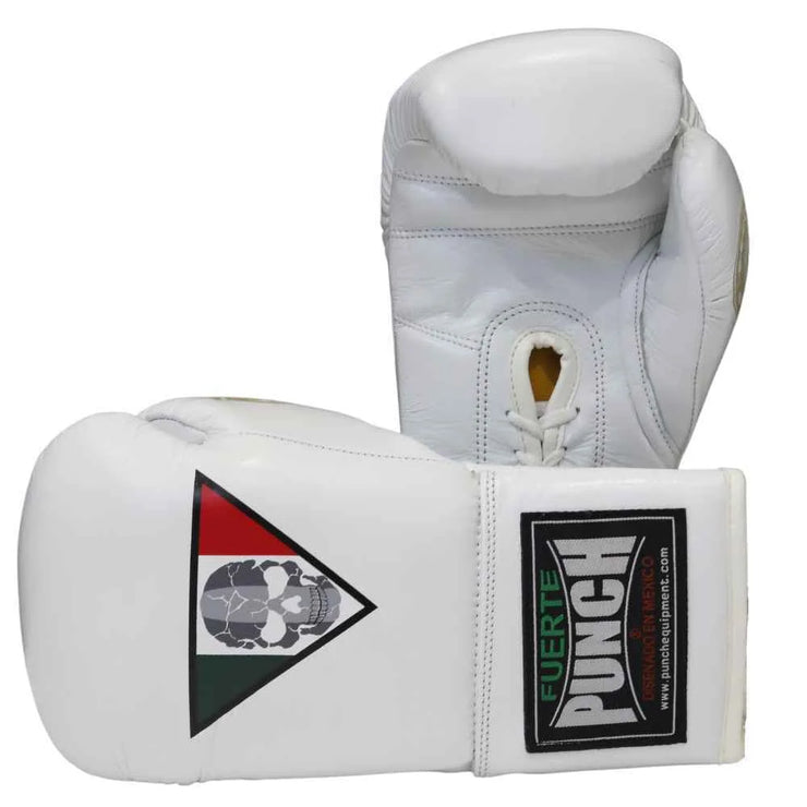 BOXING GLOVES - Mexican LUCKY 13 - LACE UP - WHITE