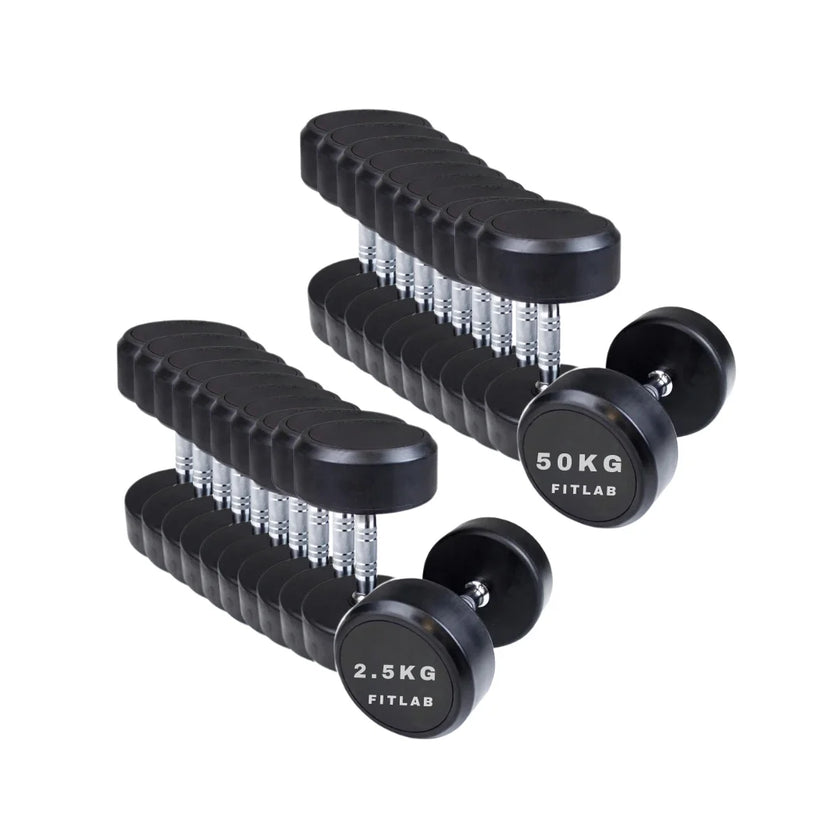 PRO DUMBBELLS 2.5KG TO 50KG - 20 X PAIRS WITH RACK