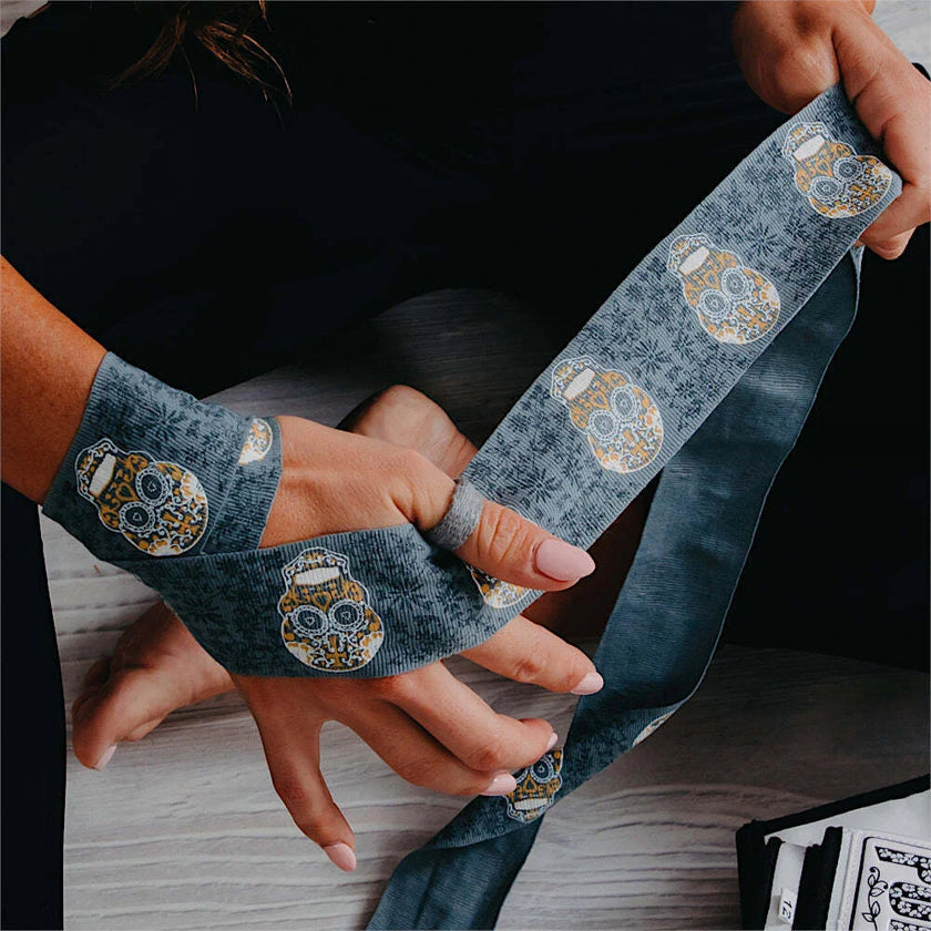 HAND WRAPS - Urban - 4.5m STRETCH - GOLD SKULL