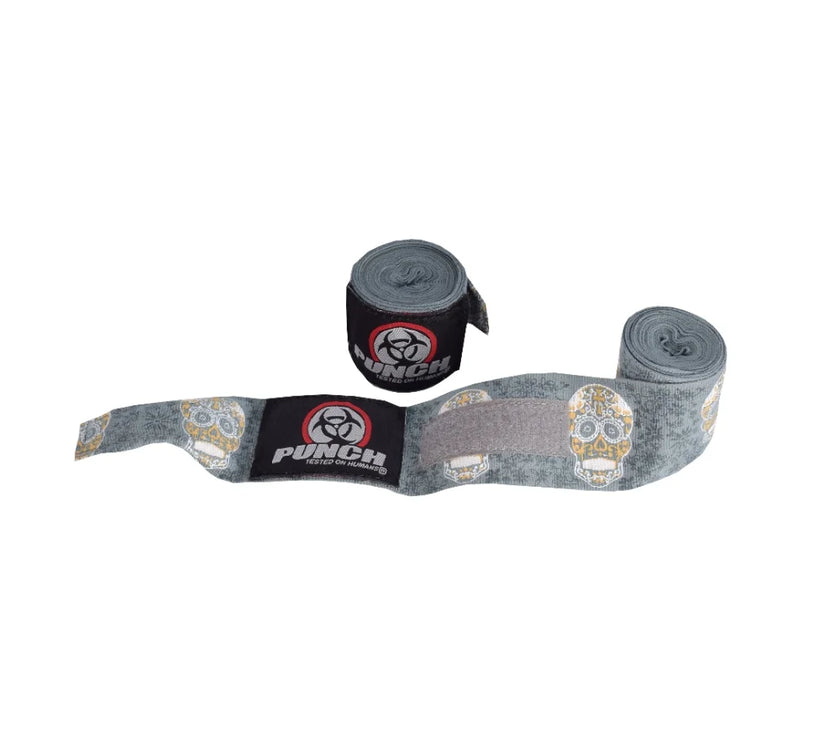 HAND WRAPS - Urban - 4.5m STRETCH - GOLD SKULL