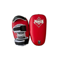 THAI PAD - Siam - LEATHER - CURVED - DOUBLE STRAP - RED/WHITE