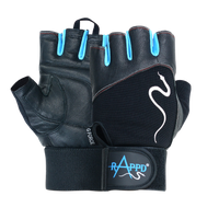 Rappd - G force Leather Gloves With Wrist Wrap Blue