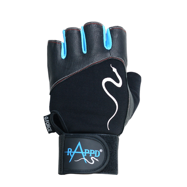 Rappd - G force Leather Gloves With Wrist Wrap Blue